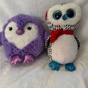 Ty Purple and White Penguin Plush Toy Set